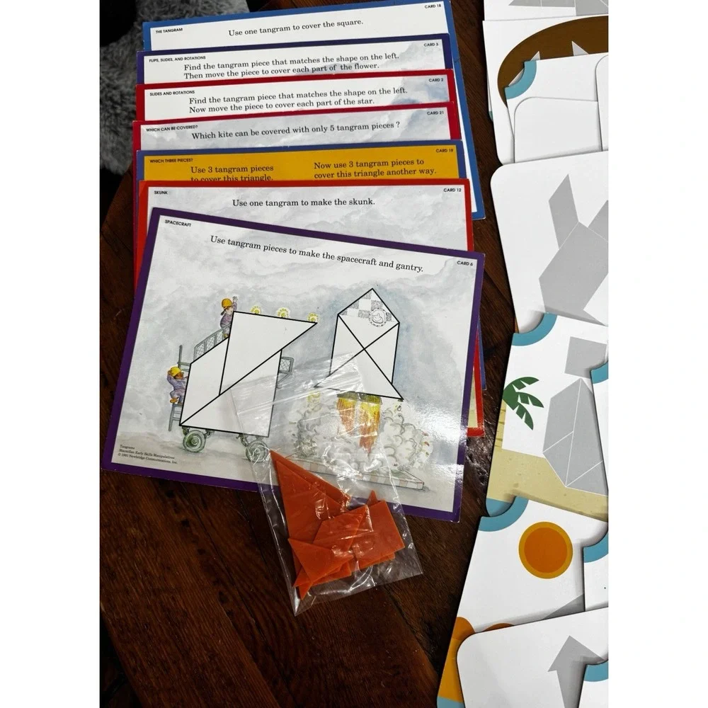 3 Sets Tangrams w/Beginner, Intermediate & Advanced Puzzle Mats, Visual Spatial